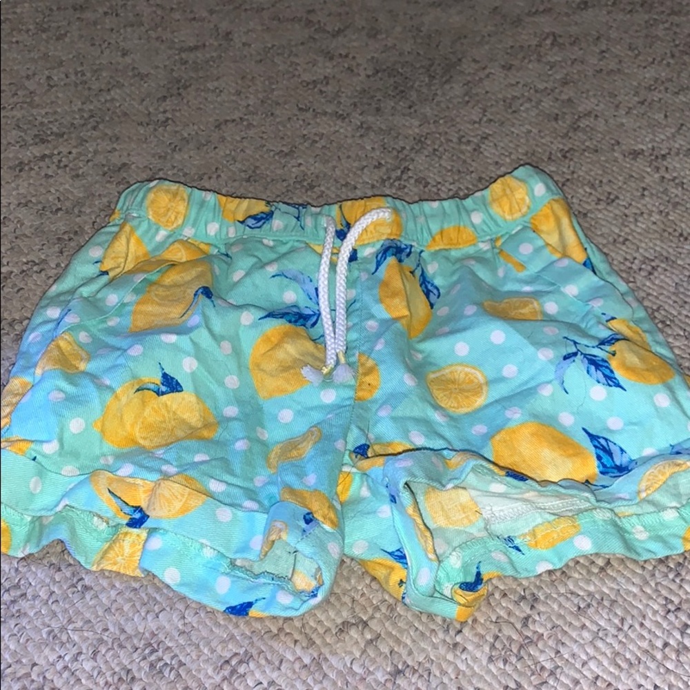 •youth medium •teal with lemons and blue leaves